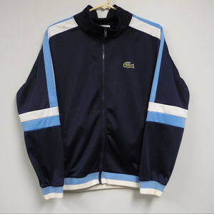 Lacoste Sport Track Top Size 5 Navy Blue White Zip
